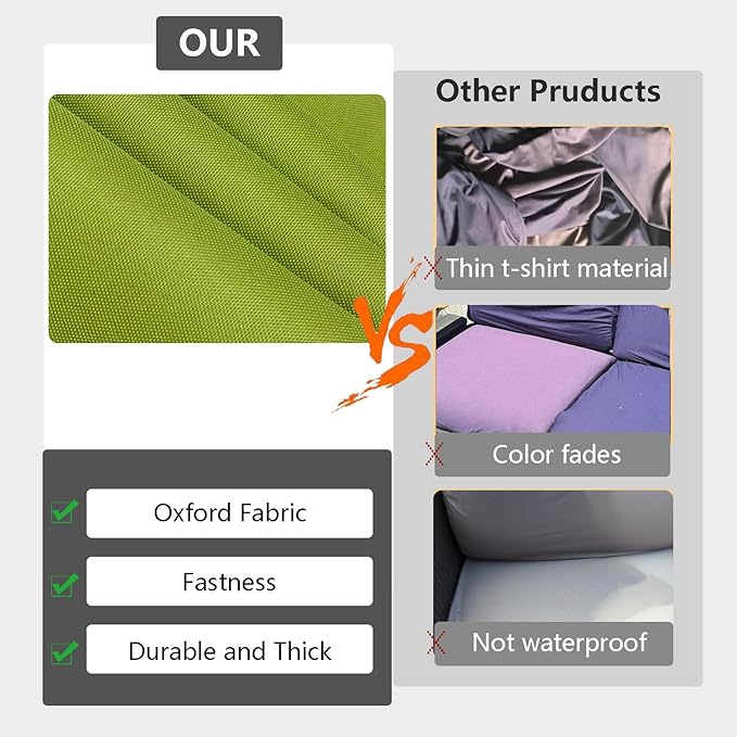 FLYMEI Patio Cushion Covers 20x20x2 Waterproof Outdoor Cushion Cover Replacement 2Packs Outdoor Seat Cushion Slipcover for Rattan Chair Sofa, Apple Green