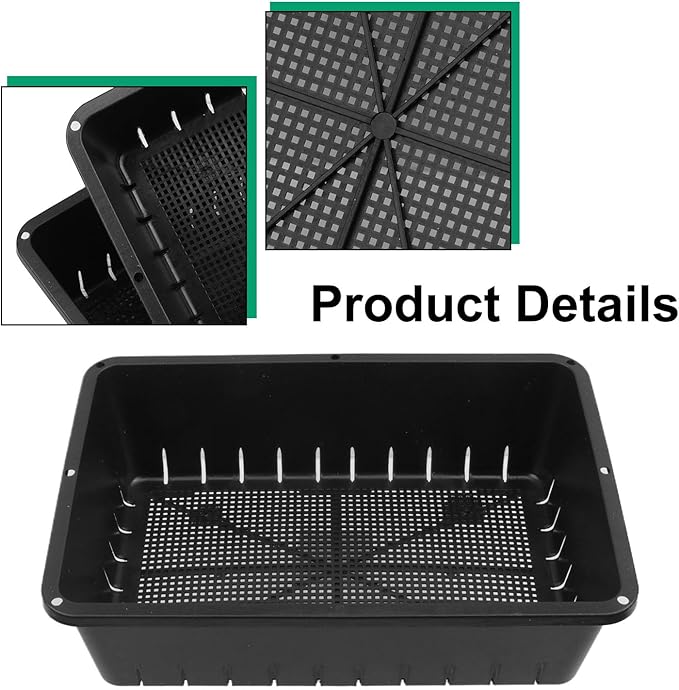 25 Pack Seed Starter Trays 10 x 7 inches Microgreens Growing Trays with Mesh Bottom for Germination, Hydroponic & Sprouting Plant Trays for Garden, Wheatgrass