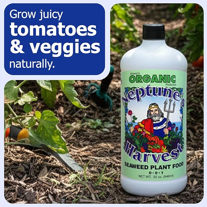 Neptune’s Harvest Seaweed Plant Food (0-0-1) - Multi-Purpose Seaweed Organic Liquid Fertilizer - Indoor & Outdoor Plant Fertilizer for Lawns, Gardens, Vegetables, & Flowers (Quart)