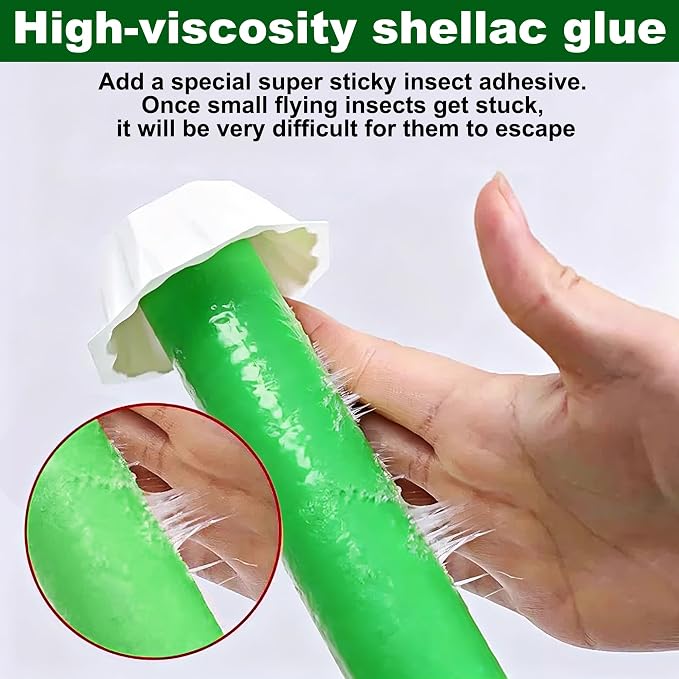 Fly Stick Sticky Fly Traps for Indoors Outdoor 8pk, Sticky Hanging Fly Stick, Flying Insect Trap, wasp Trap (Green 8PCS)
