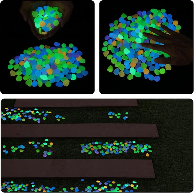 Oubest Glow in The Dark Pebbles/Glow Stones/Glowing Rocks Blue Decor for Garden/Fish Tank/Aquarium/Walkway/Driveway/Plant Pots/Bonsai (100, Multi-Colored)