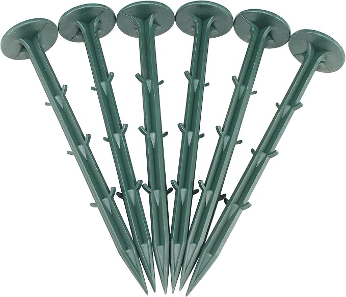 6-Inch Plastic Stakes Sturdy Lawn Nails Anchors Rustproof(200) | Plastic Garden Lawn Nails for Holding Down Landscape Fabric Lawn Edging, Weed Barrier, Tents, Game Nets and Rain Tarps