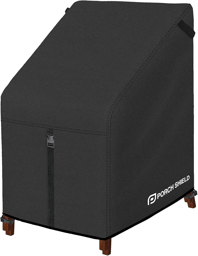 Porch Shield Patio Stackable Chair Covers - Waterproof Outdoor Stack of Chair Cover - 27W x 36D x 46H inch, Black