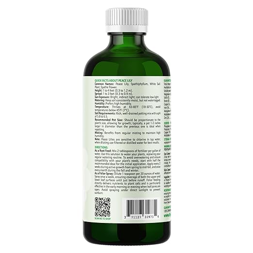 GARDENWISE Peace Lily Fertilizer: 3-1-2 Liquid Fertilizer with Essential Micronutrients - The Ultimate Food for Spathiphyllum, Perfect for Indoor Plants (8 OZ)