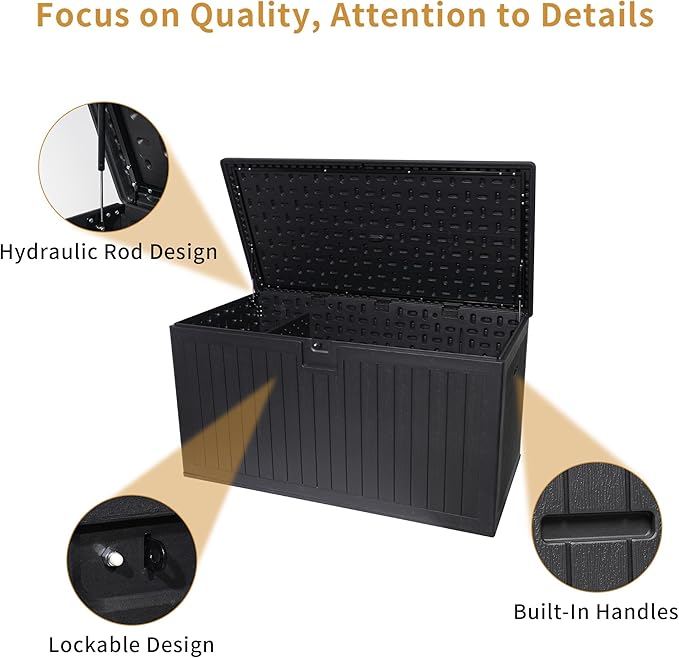 KEIKI 230 Gallon Outdoor Deck Storage Box,Large Lockable All Weather Containers for Patio Furniture Cushions,Pool Accessories,Garden Tools