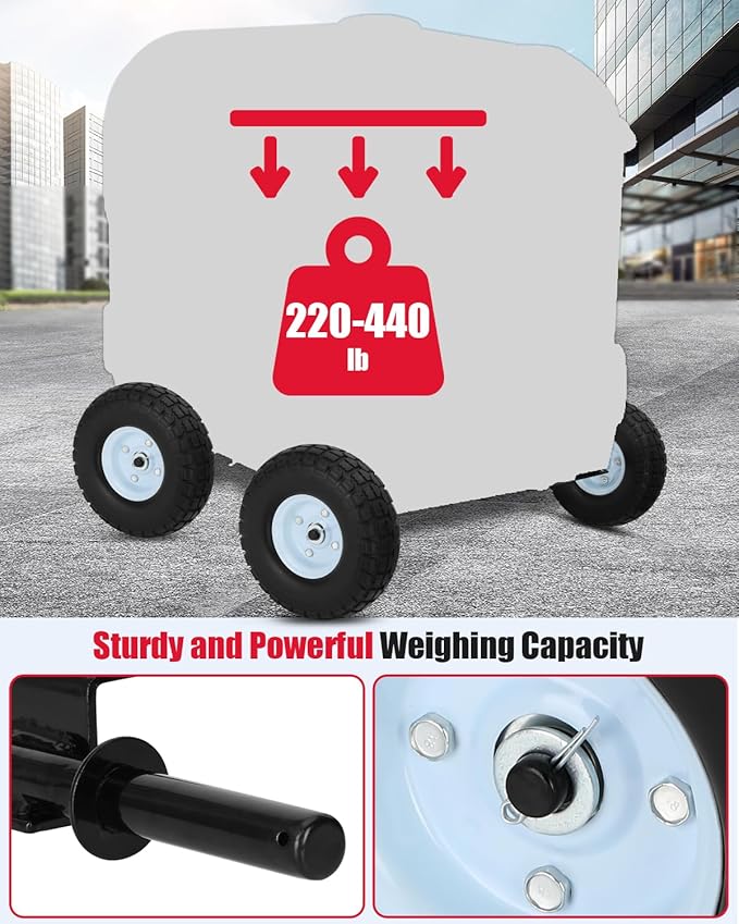 All Terrain Wheel Kit Fit for Honda EU3000is Generator Wheel Kit Replacement for 06424-ZS9-000AH All Terrain Wheel Kit Solid Never Flat Tires
