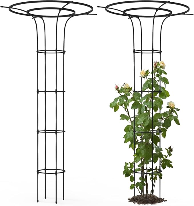 Trellis for Climbing Plants Outdoor - 69"(H), Expandable and Rust-Proof Metal Plant Support, Mushroom Top Trellis for Climbing Plants,Garden Trellis for Potted Roses, Vines, Jasmine(2Pack)