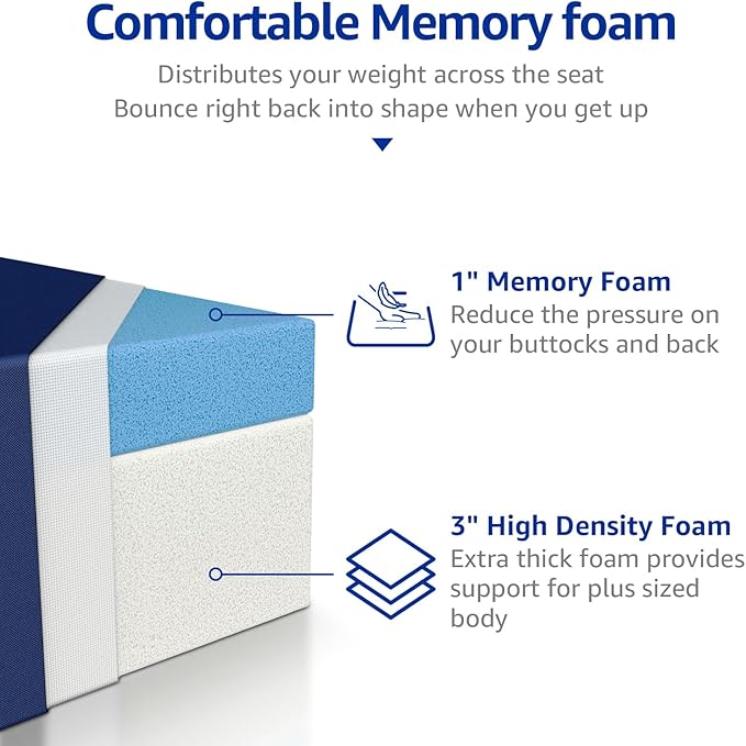 YENING 25x25 Memory Foam Outdoor Chair Cushions Waterproof 4 Inch Extra Thick Patio Seat Pads for Furniture Navy Blue Set of 2
