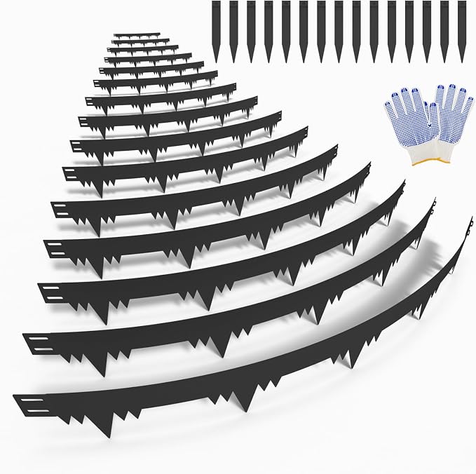 Metal Landscape Edging Border 15 Packs 42'' L x 5.5'' H, Galvanized Steel Garden Edging Border with 15 Stakes, Hammer-in Lawn Edging for Landscaping, Flower Bed, Yard, Pathway, Tree Ring(52ft Total)