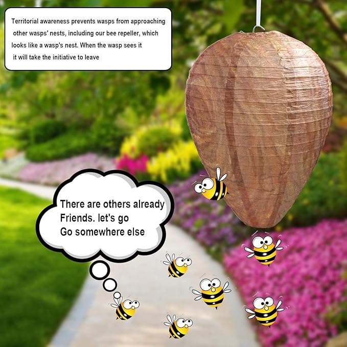 DECYOOL 6 Pack Paper Wasp Nest Decoy Hanging Wasp Deterrent for Hornets Yellow Jackets