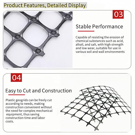 Bidirectional Force Bearing Plastic Geogrid 4' x 65.6' Paver Base Polypropylene Geogrid EarthLock Increase The Bearing Capacity of The Roadbed Prevent Collapse and Crack Formation