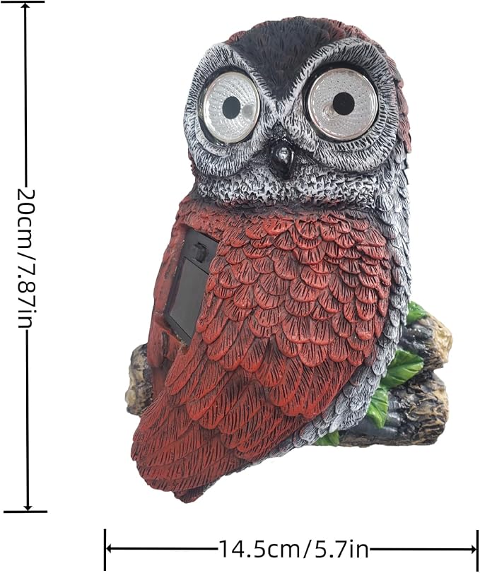 LED Solar owl wall Hanging Light, Outdoor Atmosphere Decoration lamp, Cute Resin owl Eye Glowing Garden Landscape Light.