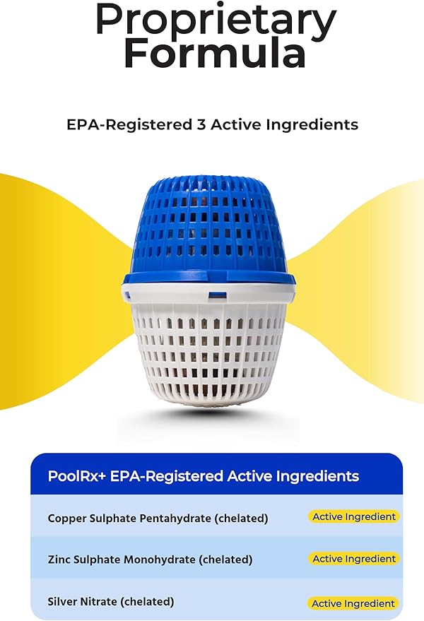 PoolRx+ Mineral Algaecide Unit + Booster Combo, Treats 7.5K-40K gallons for up to 6 Months, New Formula with Silver.