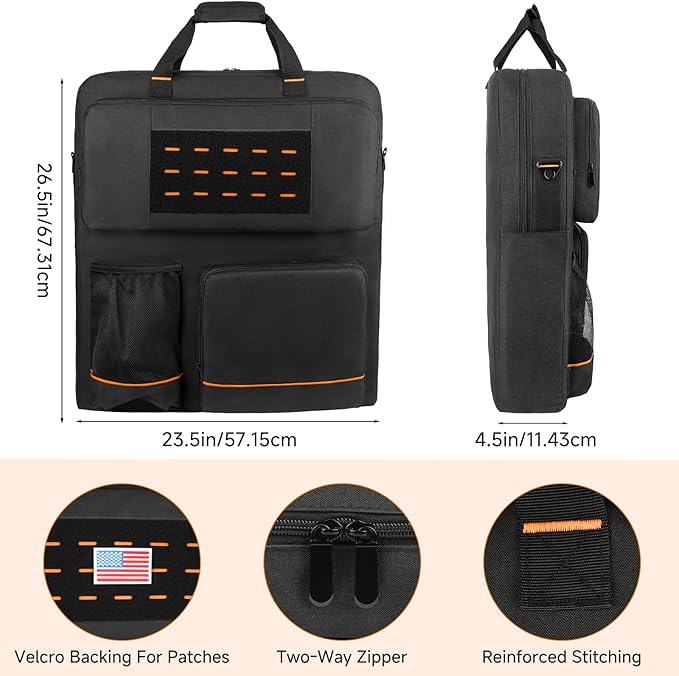 Solar Panel Storage Bag Compatible with Jackery SolarSaga 100/100X/200W & Anker Solix PS100/PS200, Portable Travel Carrying Case with Shoulder Strap & Internal Pockets, Black