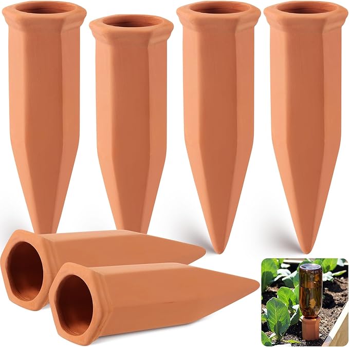 Tatuo 18 Pack Terracotta Plant Watering Spikes Self to Use with Bottles Houseplant Watering Stakes Automatic Irrigation System for Indoor and Outdoor Plants, Keep Plants Watered While You are Away
