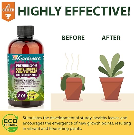 Gardenera Premium Liquid Pothos Fertilizer - 3-1-2 Concentrate for Indoor Plants and Flowers - Organic Plant Food - 8oz