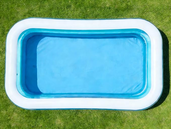 Kids Splash Pool Inflatable 120x72 Inch Rectangular, Extra Large BPA-Free PVC Family Pool ASTM Certified with Easy Drain for Ages 3-12, Thickened Anti-Burst Backyard Summer Pool