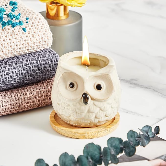 Scented Candles Gifts for Women, Birthday Presents for Ladies,Owl Gifts for Women Sweet Orange Candle, Best Friend Unique Happy Birthday Bath Candle Set Gift Ideas