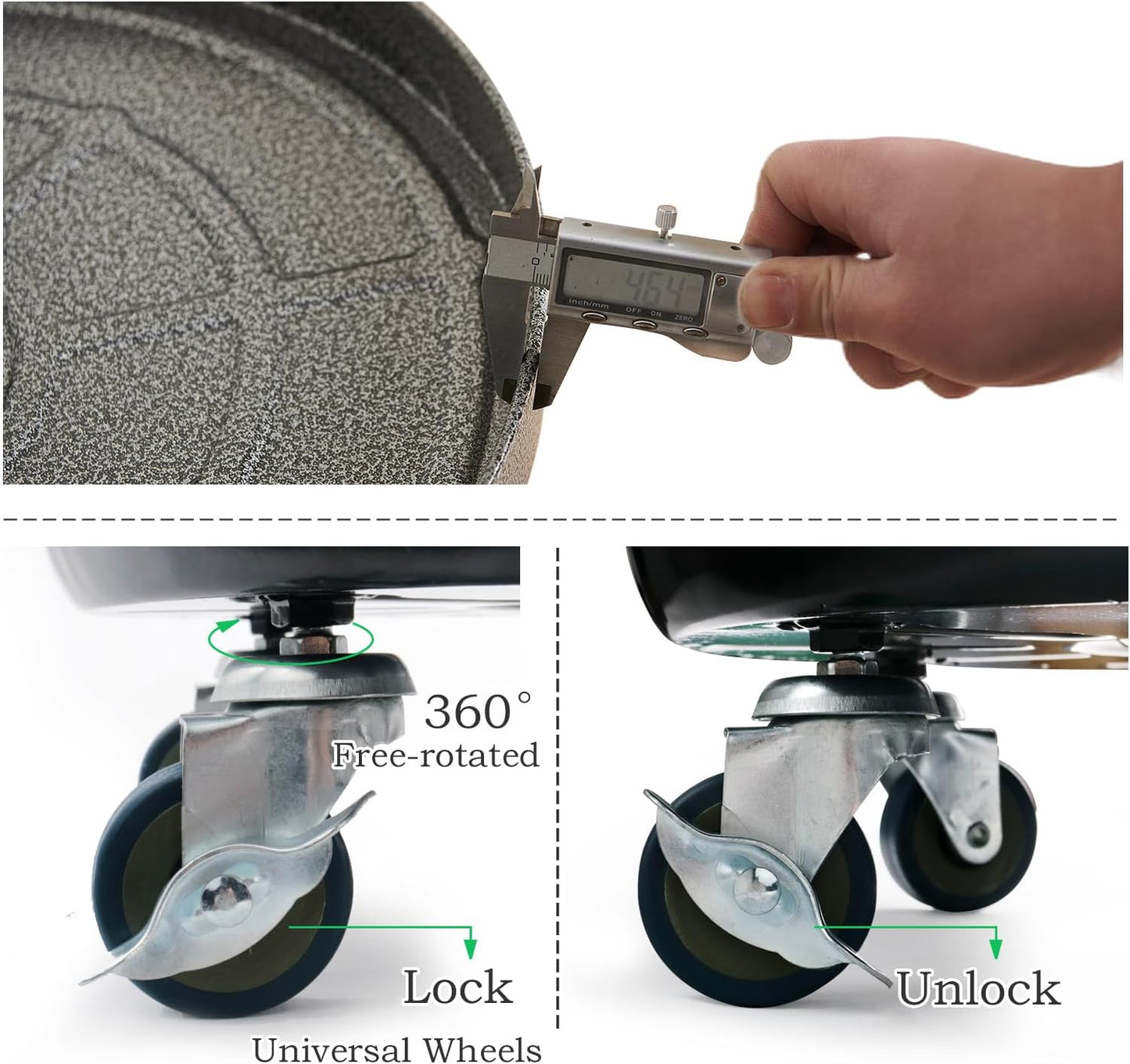 Choclaif Plant Caddy with Wheels,2 Pack Silver Heavy Duty Plant Stand with Universal Wheels,Round Pot Trolley for Indoor Outdoor 12inch