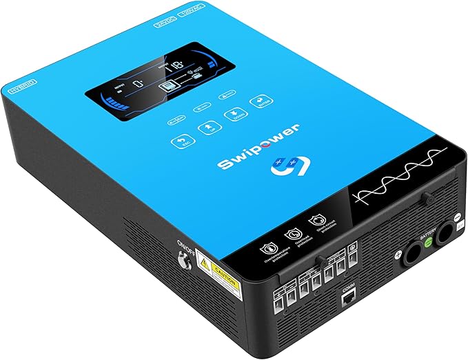 Xijia Hybrid Inverter 4000W Pure Sine Wave Power Inverter with 140A MPPT Solar Charger DC 24V to AC 110V60HZ Solar Converter，Battery-Less Operation, Compatible with Lithium & AGM Batteries
