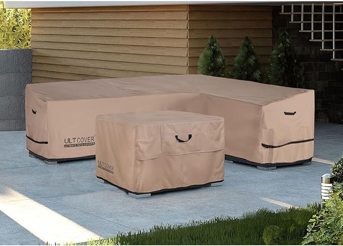 ULTCOVER Patio L-Shaped Right Facing Sofa Cover Waterproof for 6-Seater Outdoor Sectional Furniture Couch 110”W (Back Length) x 85”W (Right Side)