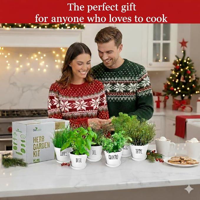Deluxe Indoor & Outdoor Herb Garden Kit – 8 or the Most Popular Culinary Herbs with Pots & Soil for Windowsill or Patio Growing