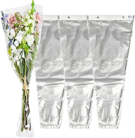 Holiday Designs - 300 Pcs Bottom Sealed Clear Bouquet Sleeves - Waterproof Floral Wraps for Fresh Flower Arrangements - 1.2 Mil Thick (13” x 25” x 4”) - 3 Packs of 100