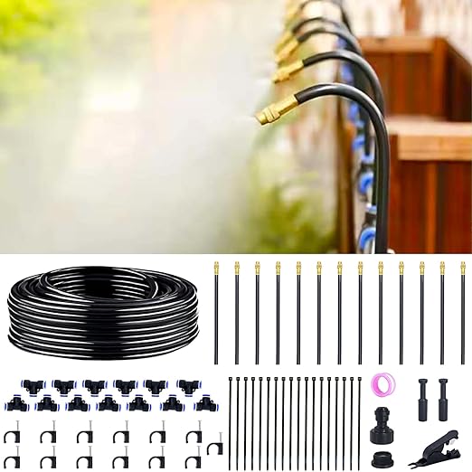 Thiswing 360° Adjustable Drip Irrigation System - 40 FT Automatic Garden Watering System with 13 Nozzles, Raised Bed Sprinkler System, Garden Mister for Yard, Lawn, Plants, 5/16" Tubing