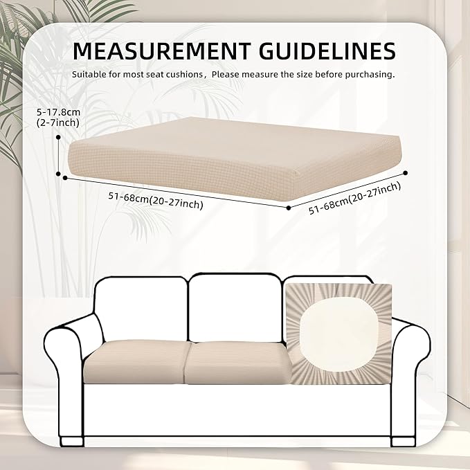 BIETYONE Patio Cushion Covers Outdoor Cushion Covers,Super Elastic Cushion Covers Replacement, Suitable for Outdoor Sofa Patio Couch Cover Replacement (8Pcs,Beige,Cover Only)