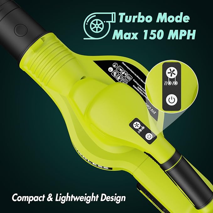 Leaf Blower Cordless - 21V Powerful Electric Leaf Blower with 2 Batteries and Charger, 2 Speed Modes, 2.0Ah Lightweight Battery Powered Leaf Blowers for Lawn Care, Patio, Dust, Blowing Leaves