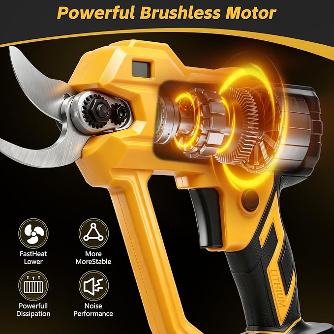 Cordless Pruning Shears for Dewalt 20V Battery, Brushless Pruner with 0.6"/1.2" Cutting Modes, LCD Display, Electric Pruning Shears for Gardening Tree Trimming (No Battery)