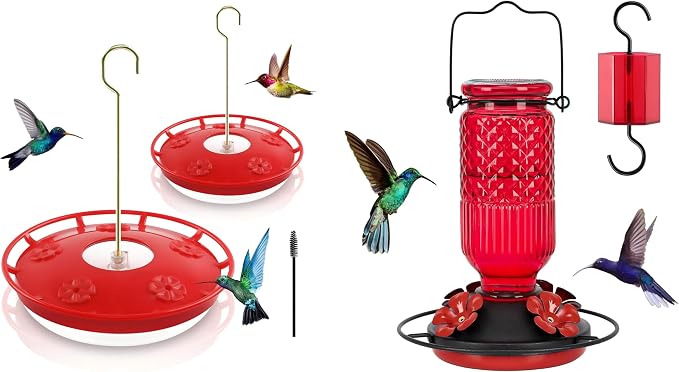 Glass Hummingbird Feeder& Plastic Disc Hummingbird Feeders