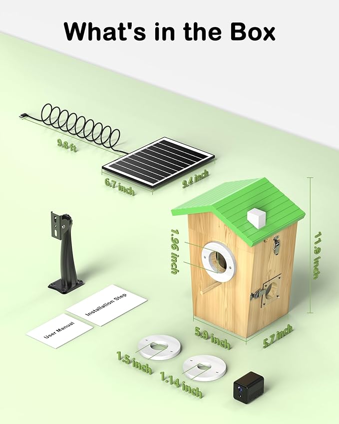 Bird House with Camera,2K HD No-Glow Night Vision,Isolated Camera Bay & 3 Entry Panels,Motion Alerts, Solar Powered Bird Nest Box for Backyard Bird Watching