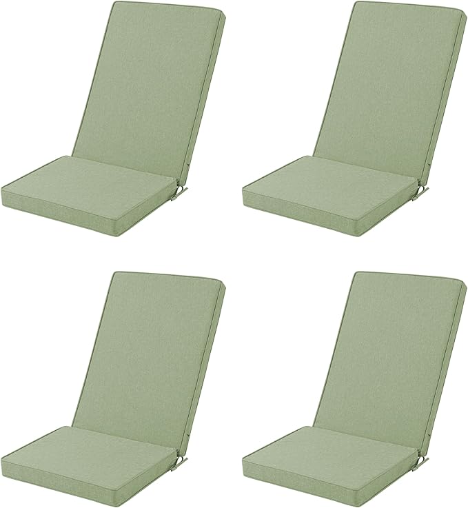 Adirondack Chair Cushions Set of 4 - Removable Covers, Water-Repellent & Fade-Resistant Faux Linen, Securing Straps, Non-Slip Bottom, Fit for Most Outdoor Adirondack & Rocking Chairs - Sage Green