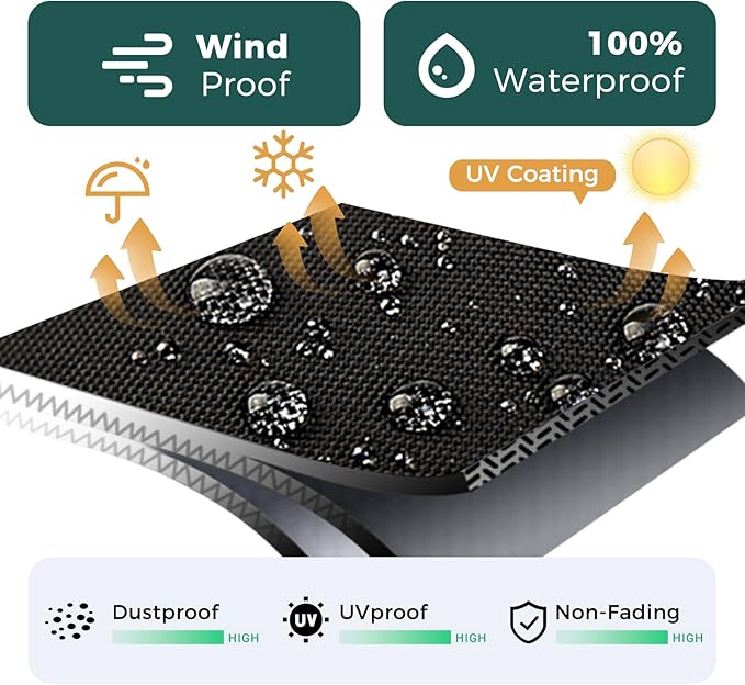 SUNICO Outdoor Table Cover rectangular (80" L x 40" W x 6" H), Patio Table Cover rectangle for Patio Table & Dining Table & Picnic Table.Windproof, Waterproof, Stain-Resistant, Durable Table Cover