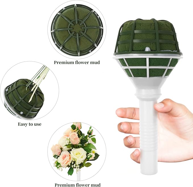 ARTIBETTER 12pcs Bouquets Holder Wedding Bridal Floral Handle DIY Wedding Bouquet Holders for Bride Artificial Flowers, Flowers Decoration Bridal Bouquet