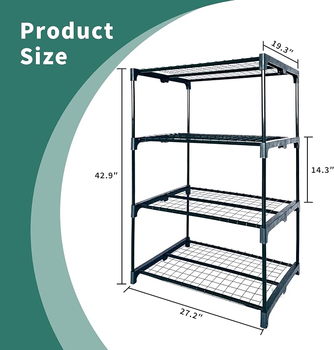 2 Pack Plant Stand Indoor Plant Shelf Outdoor,4 Tier Metal Greenhouse Shelves for Multiple Plant Pot Holder, Waterproof Greenhouse Shelving for Living Room Patio Home Decor for Gardening