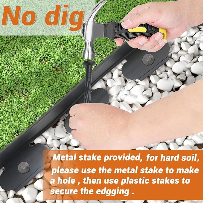 Landscape Edging 2in x 66FT Garden Edging Kit with 120 Spikes