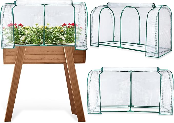 GlikCeil 2 Pcs 47" l x 21" W x 24" H Greenhouse Cover Portable Mini Outdoor Indoor Tabletop Greenhouse for Healthy Plants, Raised Garden Beds, Vegetable Rows, Include Frame and Cover
