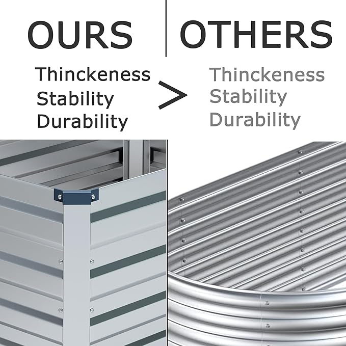 Foxlang 4x3x1ft(2 Pack) Galvanized Raised Garden Bed,Outdoor Planter Box Metal Patio Kit Planting Bed for Vegetables Flowers Herb,Silver