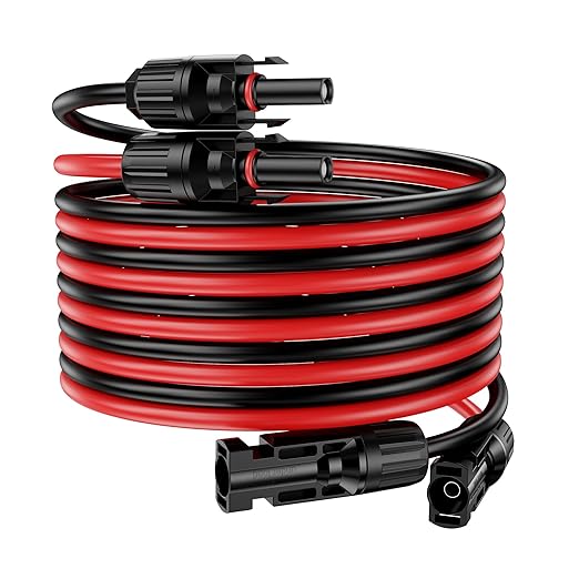 20Ft Solar Cable Solar ExtensionCable,10AWG Solar Panel Extension Cable with Female and Male Connectors,Waterproof Solar ExtensionCable Kit (Red and Black).