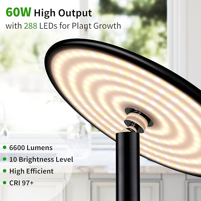 chiphy 85" Tall Grow Light for Large Indoor Plants, 60W Full Spectrum Plant Light with 4/8/12H Timer & Remote, 10-Level Dimmable, Height Adjustable, Ideal for Large Tall Plants & Indoor Trees