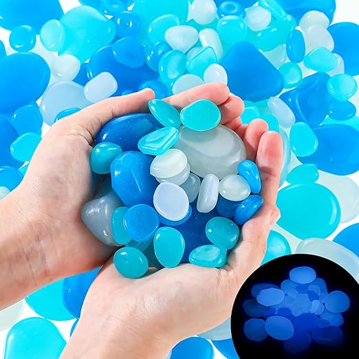 Novabright 500 Pcs Glow in The Dark Rocks, Glow Pebbles for Landscaping Outdoor Decor Glowing Rock Powered by Light or Solar for Garden Lawn Yard, Aquarium, Walkway, Fish Tank, Pathway