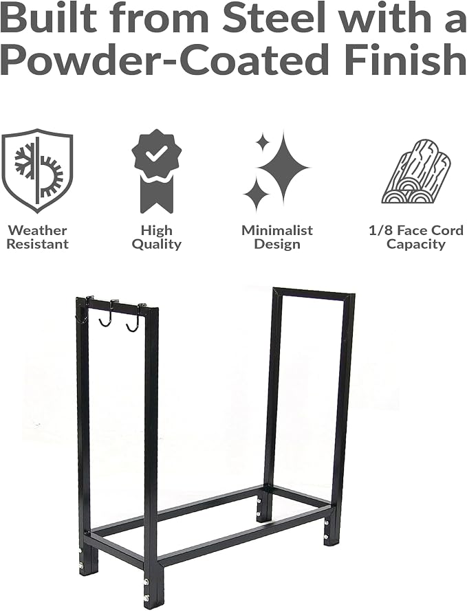 Sunnydaze Firewood Log Rack with Cover - Indoor or Outdoor Wood Storage - 30-Inch - 500-lb Capacity