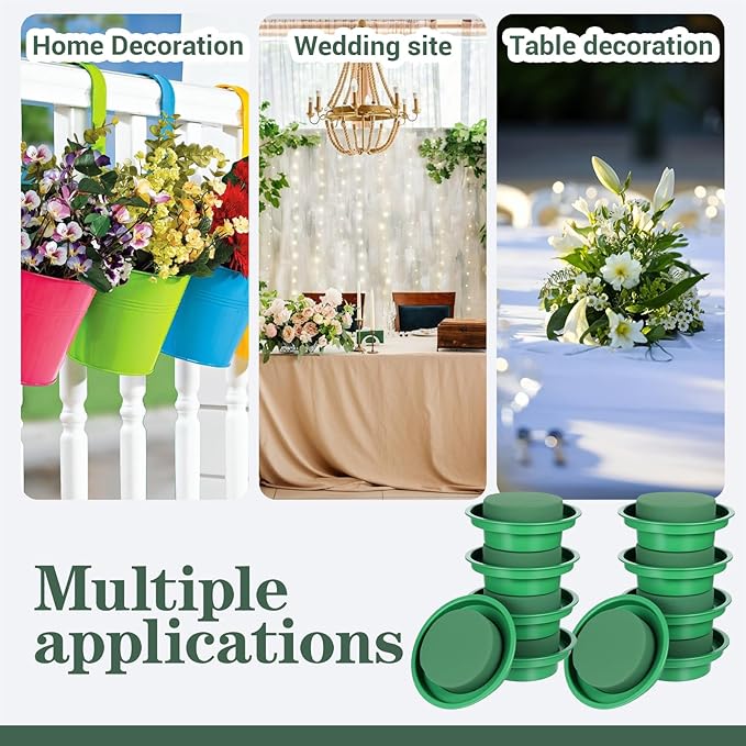 16 Pack Round Floral Foam with Bowls, Green Wet Flower Arrangement Kit, DIY Supplies for Wedding Birthday Party Table Centerpiece Decor, Fresh Artificial Flowers