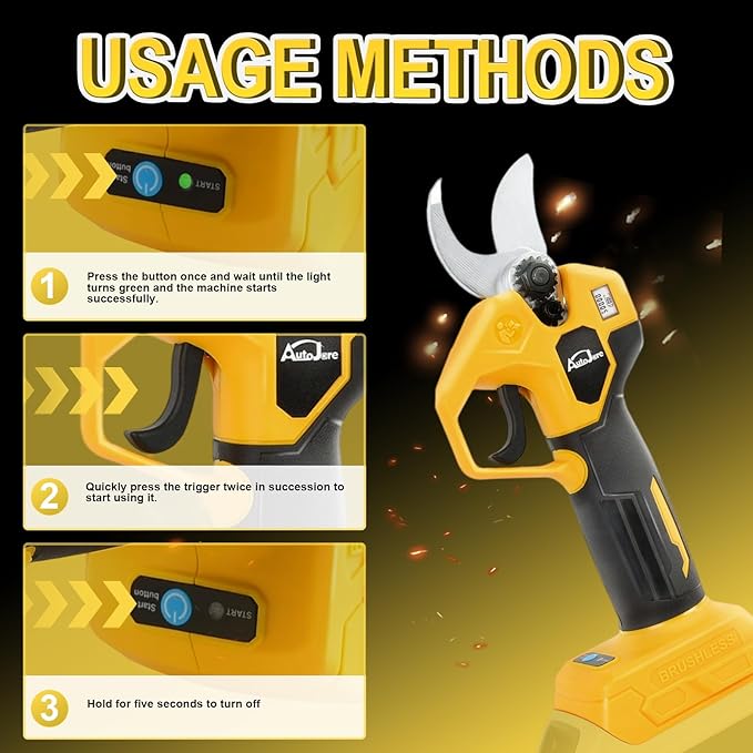 Electric Pruning Shears Compatible with Dewalt 20V Battery Brushless Electric Shears with LCD Display 0.8-1.2 Inch Cutting Diameter for Gardening, Branch, Tree Trimming (NO Battery)
