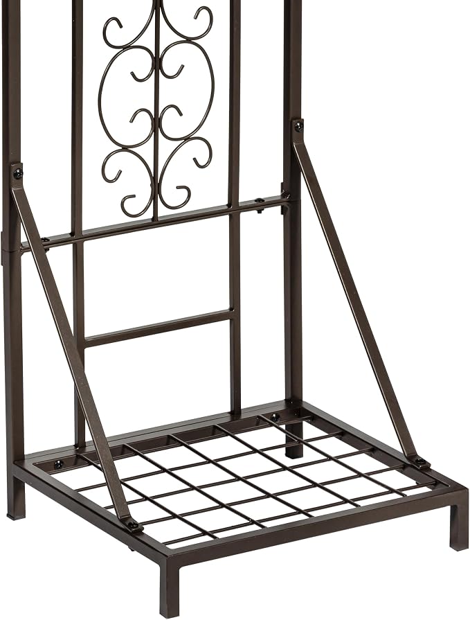 Evergreen Garden Montebello Metal Plant Stand with Lattice Trellis for Climbing Plants, Floor Tall Plant Stand Indoor and Outdoor for Patio, Porch, Garden