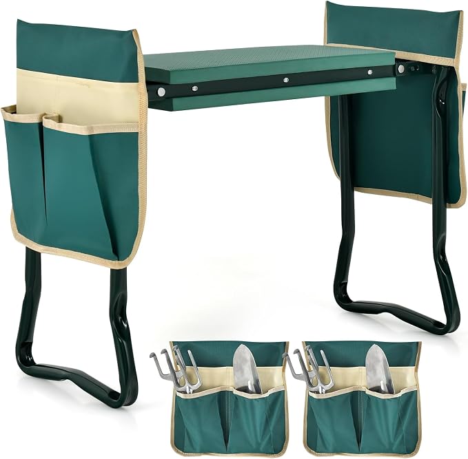 Garden Kneeler and Seat, Folding Heavy-Duty Garden Stool with Removable Tool Bags, Portable Gardening Bench for Gardening, Fishing, Seniors, Women, Men
