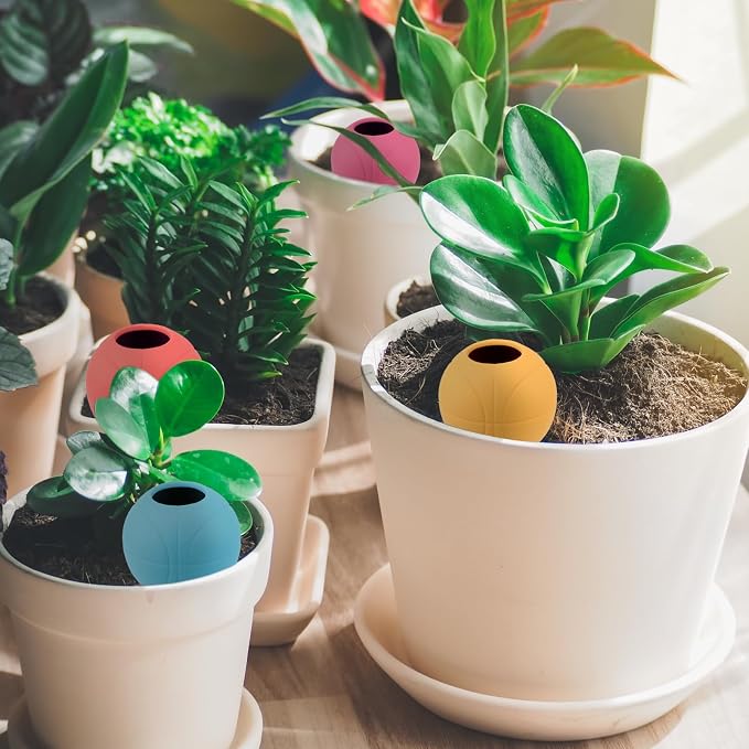 Terracotta Watering Spikes, 4 Pack Self Watering Globes, Plant Watering Bulbs, Automatic Watering Devices for Indoor & Outdoor Plants