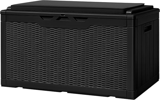Greesum 100 Gallon Deck Box with Cushion and 31 Gallon Deck Box for Patio Furniture, Garden Tools, Pool Supplies Storage